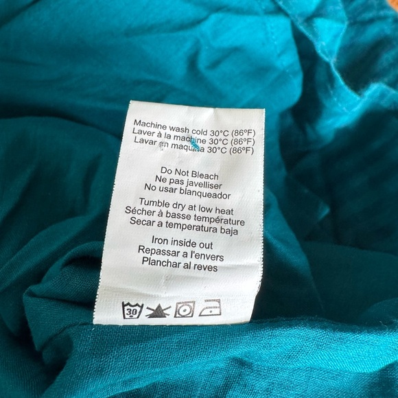 Sundry Teal Long Sleeve Flowy Midi Tiered Dress Subtle Stripes Boho Feminine - Picture 7 of 10